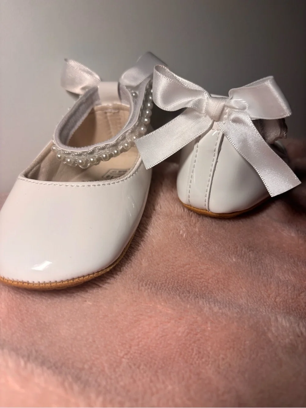 White Pearl-Trim Girls' Mary Jane Shoes